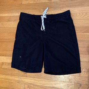 Mens Large Black Bathing Suit with draw strings.
